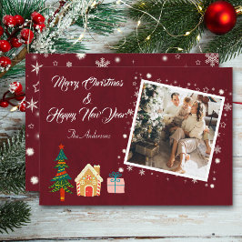 メリークリスマスルビーワインファミリーフォト シーズンカード