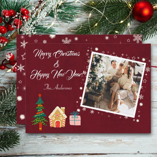 メリークリスマスルビーワインファミリーフォト シーズンカード