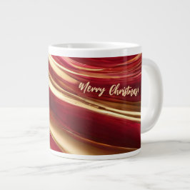 メリークリスマスルビー赤と金ゴールド- ジャンボコーヒーマグカップ
