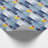 メリークリスマスルービーアヒルかわいい雪 ラッピングペーパー (角)