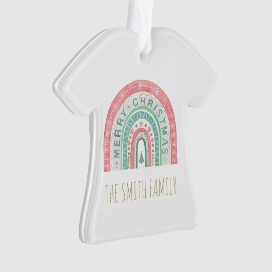 メリークリスマスレインボーアートファミリーネーム今年 オーナメント (正面)