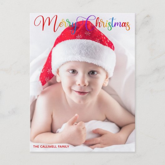 メリークリスマスレインボースクリプトオーバーレイ写真 シーズンポストカード (正面)