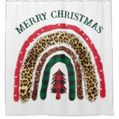 メリークリスマスレインボーチータプリント シャワーカーテン (正面)