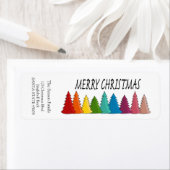 メリークリスマスレインボーツリーホリデーラベル ラベル (インサイチュ)