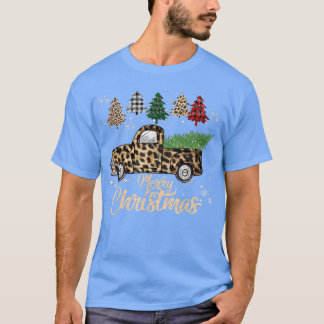 メリークリスマスレオパード印刷バッファロープレイドレッドtr tシャツ