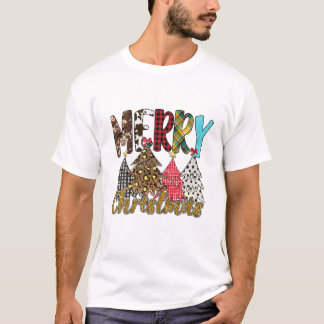 メリークリスマスレオパード水牛のプリッドクリスマスツリー Tシャツ