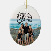 メリークリスマスレタリングカスタム文字写真 セラミックオーナメント (右)