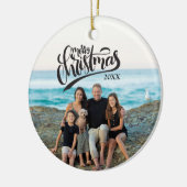 メリークリスマスレタリングカスタム文字写真 セラミックオーナメント (左)