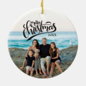 メリークリスマスレタリングカスタム文字写真 セラミックオーナメント (裏面)