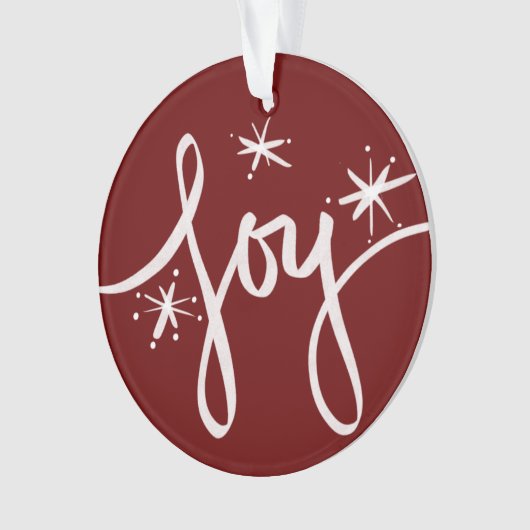 メリークリスマスレタリングジョイ雪片写真 オーナメント (正面)