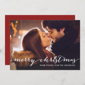 メリークリスマスレタリングスクリプトフォトオーバーレイ シーズンカード (正面/裏面)