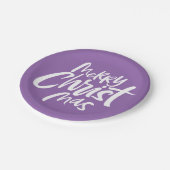 メリークリスマスレタリング宗教紫モダン ペーパープレート (アングル)