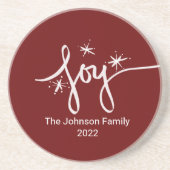 メリークリスマスレタリング雪片ジョインピンク コースター (正面)