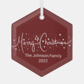 メリークリスマスレタリング雪片メタルまたは ガラスオーナメント (正面)