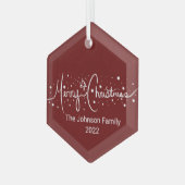 メリークリスマスレタリング雪片メタルまたは ガラスオーナメント (正面左)