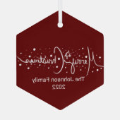 メリークリスマスレタリング雪片メタルまたは ガラスオーナメント (裏面)