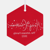 メリークリスマスレタリング雪片 ガラスオーナメント (裏面)