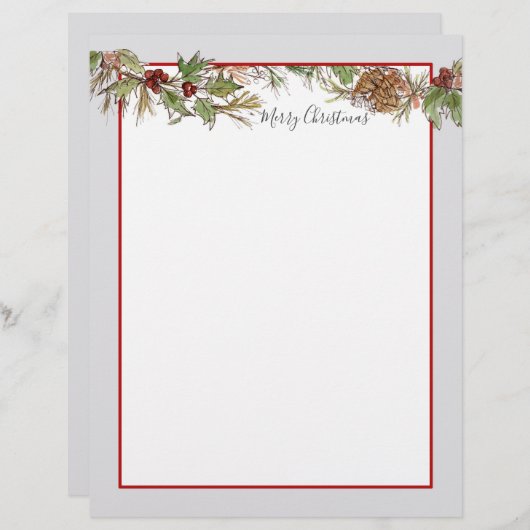 メリークリスマスレター自然植物系ピネコン レターヘッド (正面/裏面)