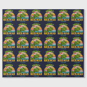 メリークリスマスレックスマス恐竜パーソナライズされた名 ラッピングペーパー (フラット)