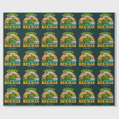 メリークリスマスレックスマス恐竜パーソナライズされた名 ラッピングペーパー (フラット)