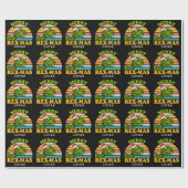 メリークリスマスレックスマス恐竜パーソナライズされた名 ラッピングペーパー (フラット)