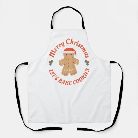メリークリスマスレッズベイククッキージンジャーブレッドマン エプロン (正面)