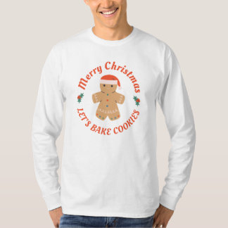 メリークリスマスレッズベイククッキージンジャーブレッドマン Tシャツ