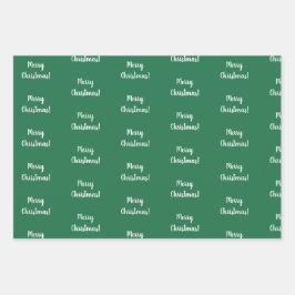 メリークリスマスレッドとグリーンのスクリプトタイポグラフィ ラッピングペーパーシート