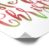 メリークリスマスレッドとグリーンの文字 ポスター (角)