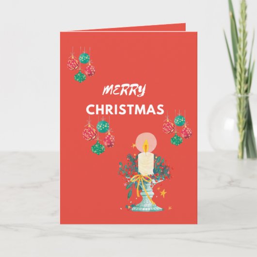 メリークリスマスレッドの折り畳みカード サンキューカード (正面)