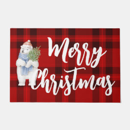 メリークリスマスレッドはスコットランドの極熊かわいい ドアマット