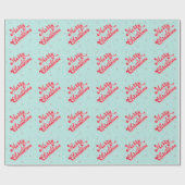 メリークリスマスレッドアクアレトロホリデー ラッピングペーパー (フラット)