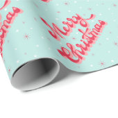 メリークリスマスレッドアクアレトロホリデー ラッピングペーパー (ロールコーナー)