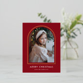 メリークリスマスレッドアーチ写真 箔シーズンポストカード (立ち正面)