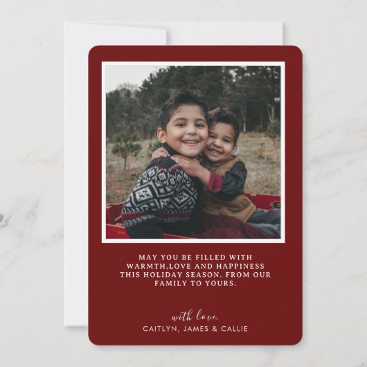 メリークリスマスレッドアーチ型フレーム2写真 シーズンカード (裏面)