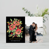 メリークリスマスレッドウォーターバラ 箔シーズンカード (立ち正面)