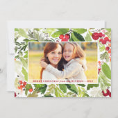 メリークリスマスレッドウォーター色の緑の写真 シーズンカード (正面)