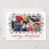 メリークリスマスレッドウォーター色の緑の写真 シーズンカード (正面)