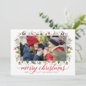 メリークリスマスレッドウォーター色の緑の写真 シーズンカード (スタンド正面)