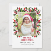 メリークリスマスレッドウォーター色の緑の写真 シーズンカード (正面)