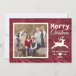メリークリスマスレッドウッド素朴ファミリー写真 シーズンカード