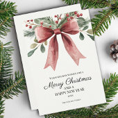 メリークリスマスレッドエレガントウォーター弓 シーズンカード