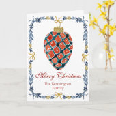 メリークリスマスレッドオーナメントカード カード (黄色い花)