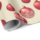 メリークリスマスレッドオーナメントホワイトスノーフレーク ラッピングペーパー (ロールコーナー)