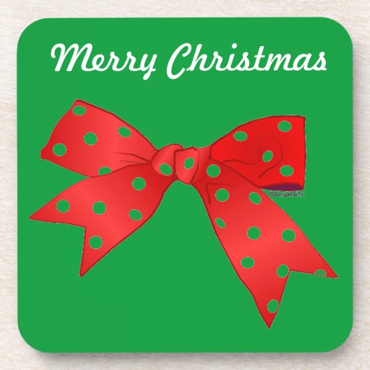 メリークリスマスレッドカスタマイズボウウ コースター (正面)