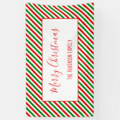 メリークリスマスレッドカスタムグリーンの家族名 横断幕 (縦)