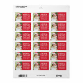 メリークリスマスレッドカスタムフォト差出人住所 ラベル (フルシート)