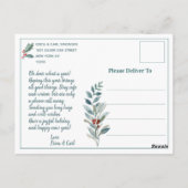 メリークリスマスレッドキツネウィンターウッドランドホリデー ポストカード (裏面)