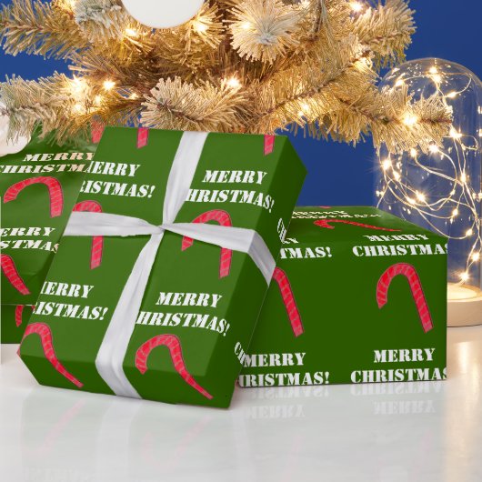 メリークリスマスレッドキャンディーケーンラッピング紙 ラッピングペーパー (クリスマス)