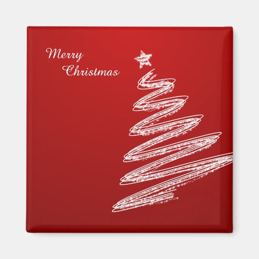 メリークリスマスレッドクリスマスツリー マグネット (正面)